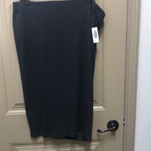 Charcoal RIbbed Knit Midi Skirt XL